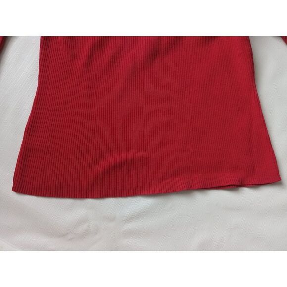 Loft Ann Taylor Red Tight Knit Ribbed Long Sleeve Pullover Sweater Women's Large - Picture 12 of 12
